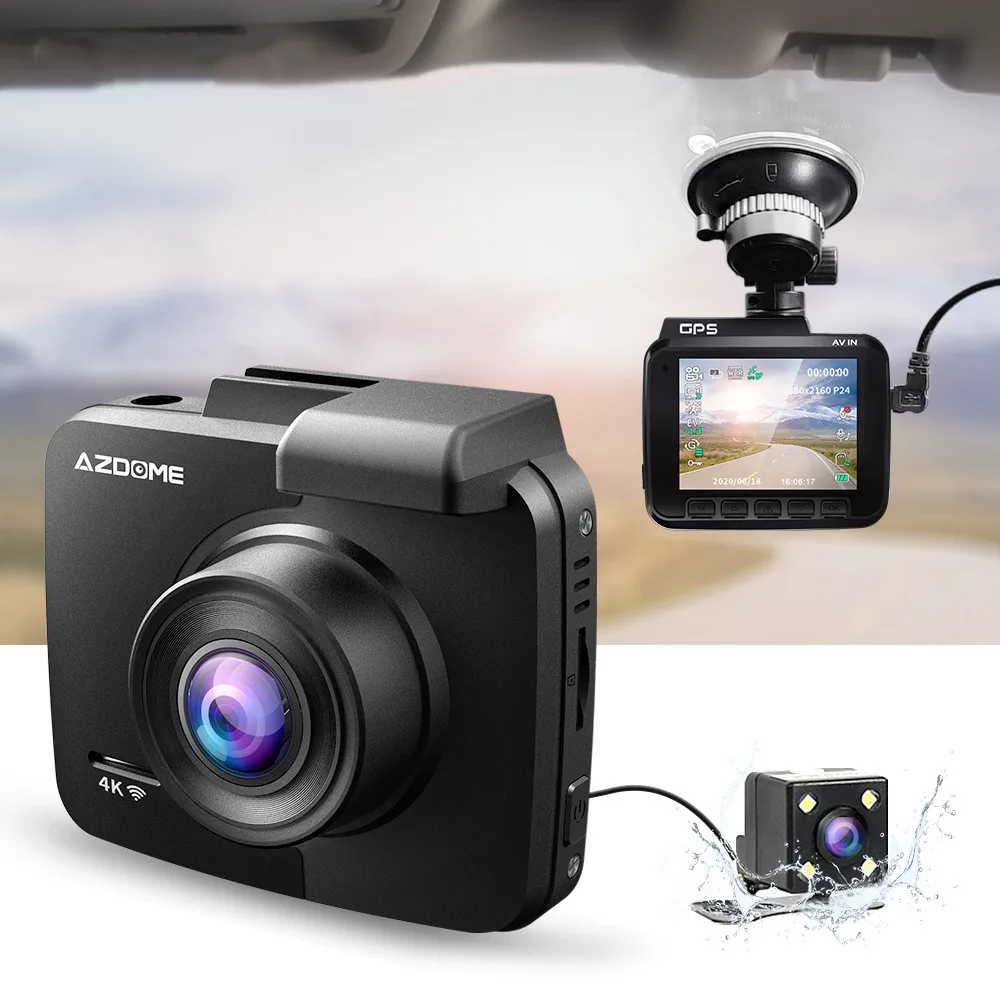 4K dual-lens dash cam with front and rear cameras